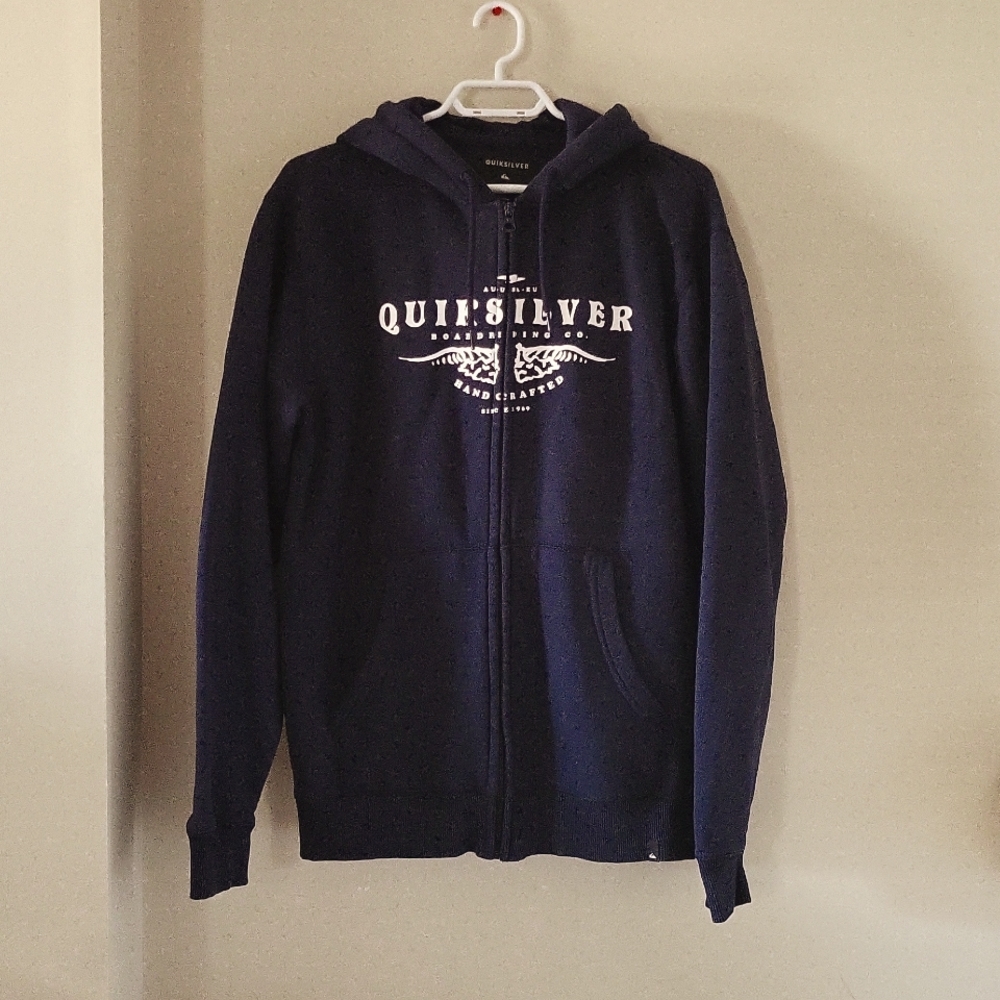 Quicksilver Men's Large Full Zip Hoodie Navy Blue